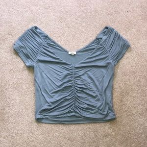 Garage scrunch off the shoulder crop top